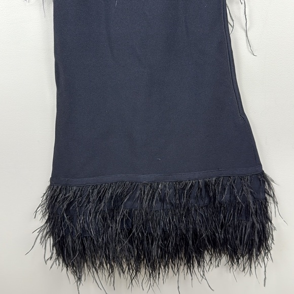 STAUD feather trim black mini dress xs - Picture 5 of 10